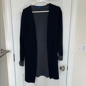 Women's Black and Gray Open Front Sweater - Size S